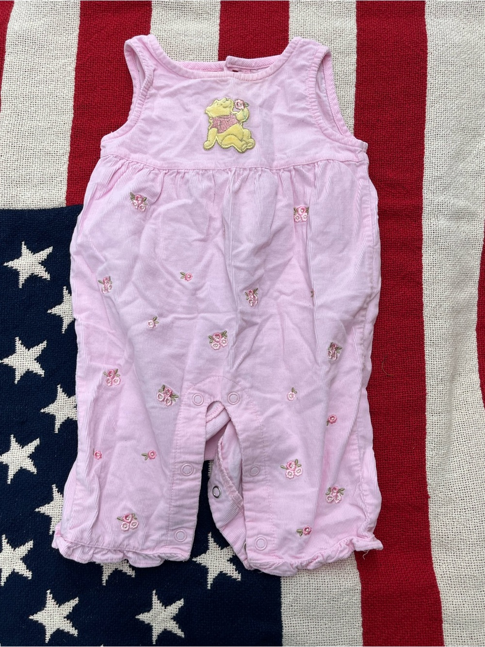 Disney Light Pink Romper with Winnie the Pooh Applique Size 3-6 Months